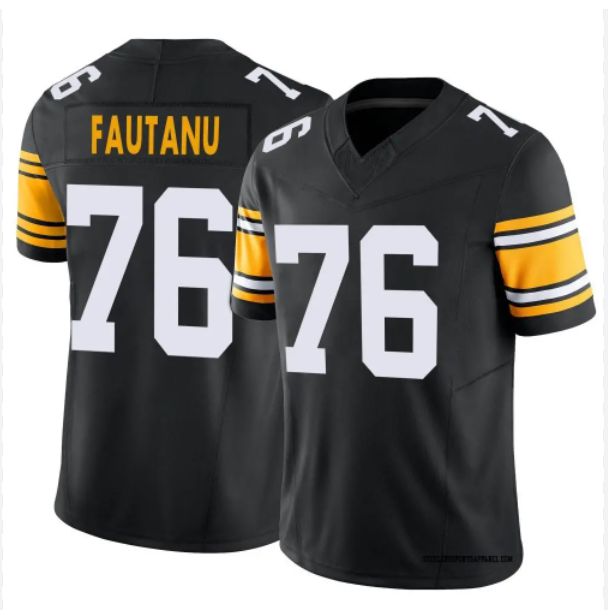 Men Pittsburgh Steelers 76 Fautanu Black Game Nike NFL 2024 Jersey